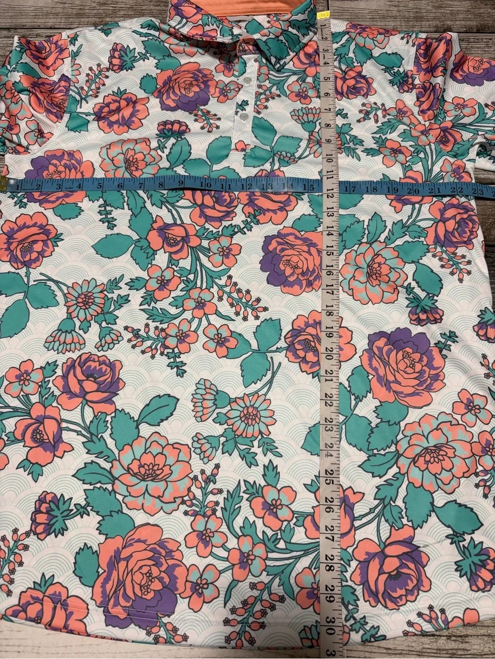 Swannies Floral Roses Polo Shirt Men’s XL White Performance Golf Stretch